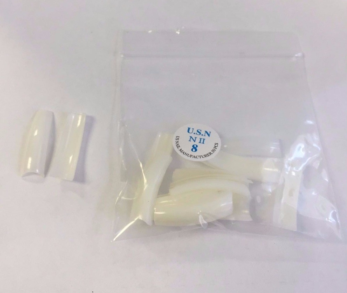 Made in USA U.S.N Nail Tips Size 8 Assorted Choice (50 Tips/ bag)
