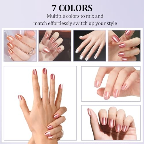210pcs Cat Eye Press on Nails for Women – 7 Colors – Short Square – Nude Series