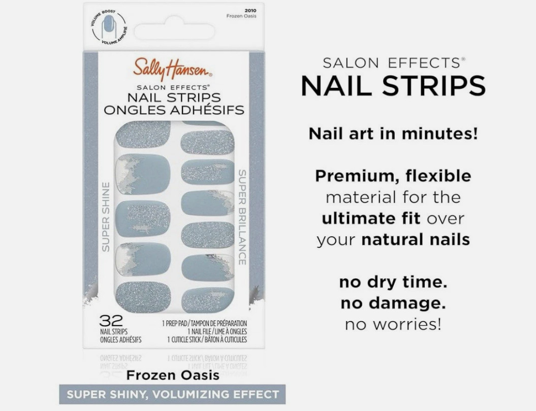 2 Packs Sally Hansen Salon Effects Nail Strips 2010 Frozen Oasis No UV Needed