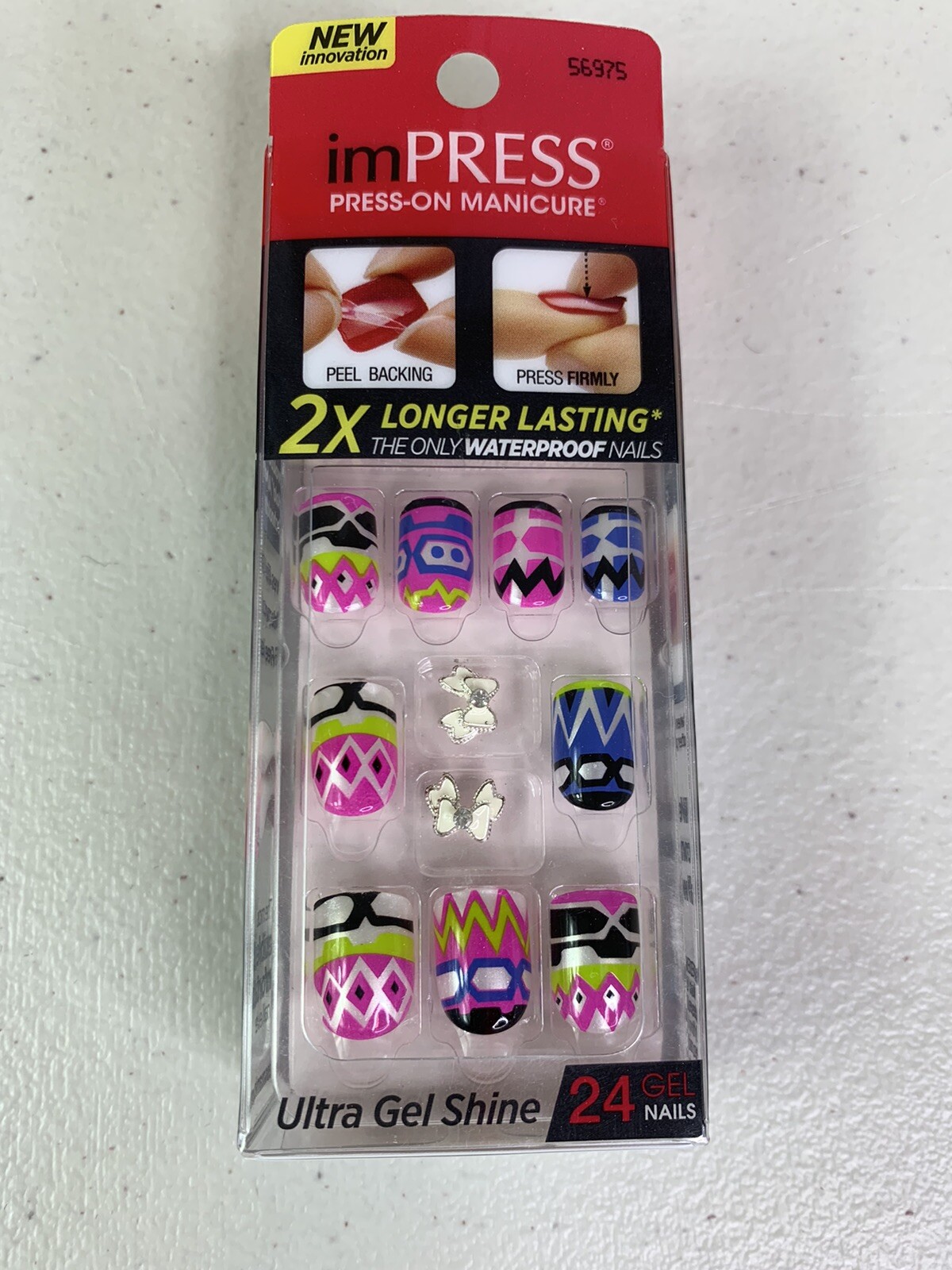 Kiss imPRESS 24 Short Press-On Nails VAMP IT UP Pink Blue Green Black Charms New