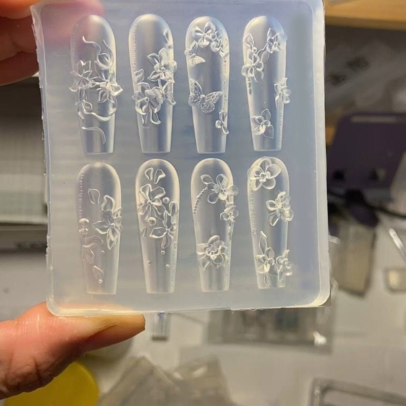 Easy Cleaning 3D Floral Nail Carving Mold For Nail Charm Accessory Crafting