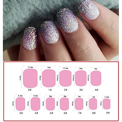 24 Pcs Gradient Kids Press on Nails Pre-glue Children False Nails Short Purple
