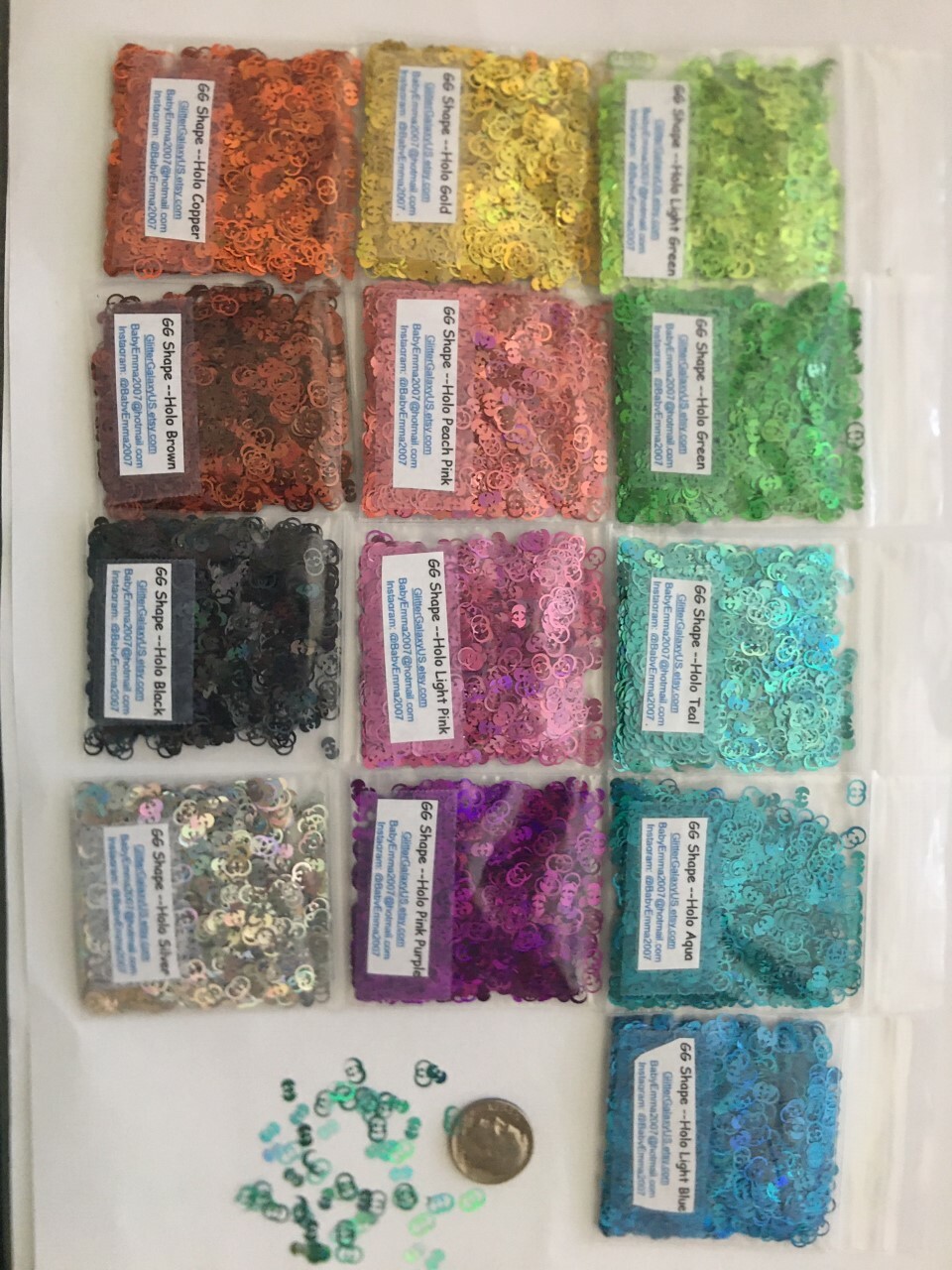 Holographic Black Glitter Nail Art Slice 2 letter alphabet confetti G US-tsp