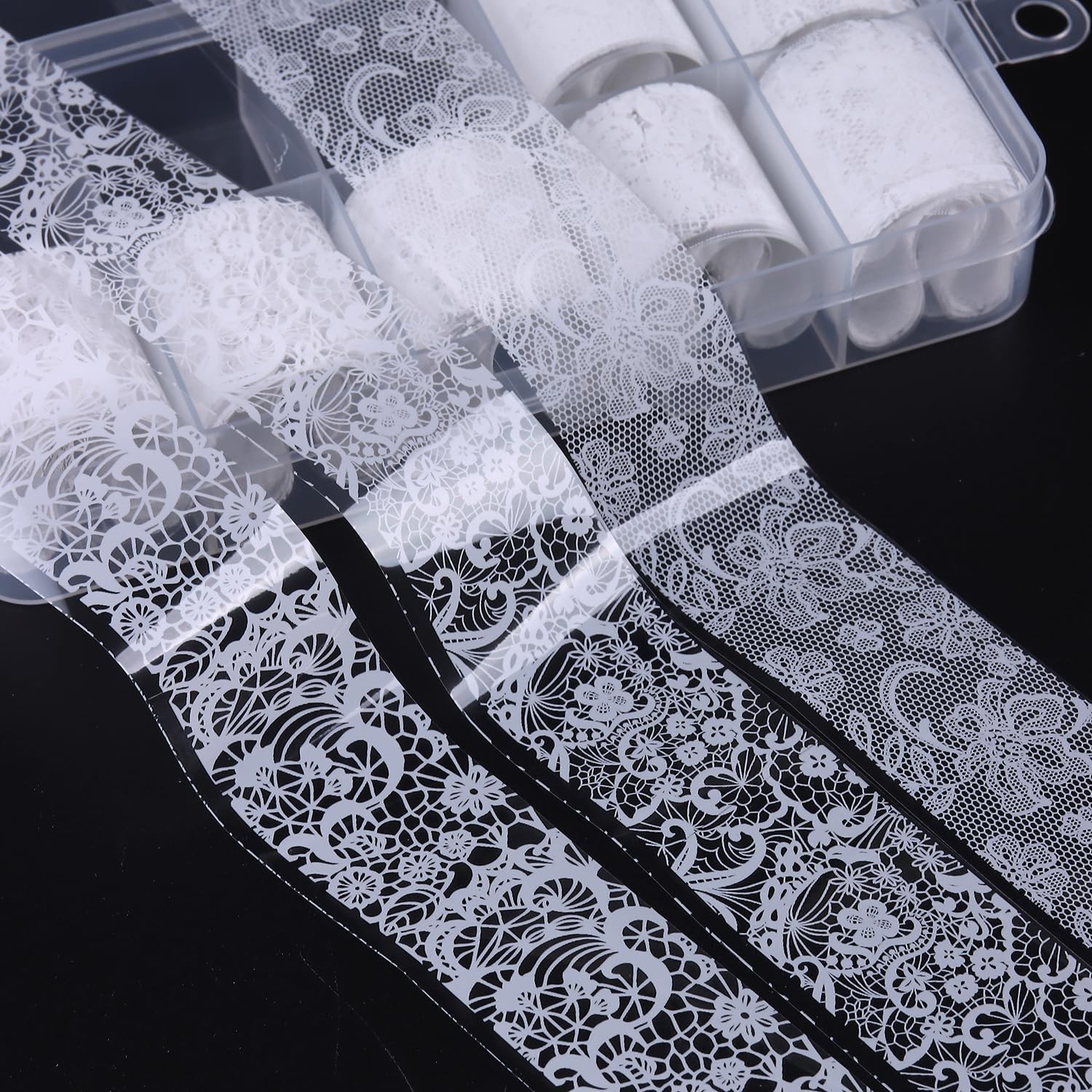SUTOKAKA White Lace Nail Art Foil Stickers 10 Rolls