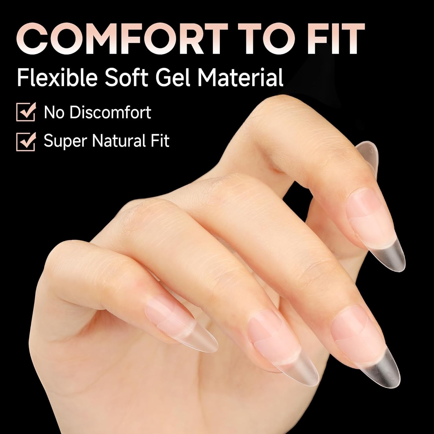 Elegant Half-Cover Medium Almond Gel Nail Tips – 504pcs for Beautiful Nail Style