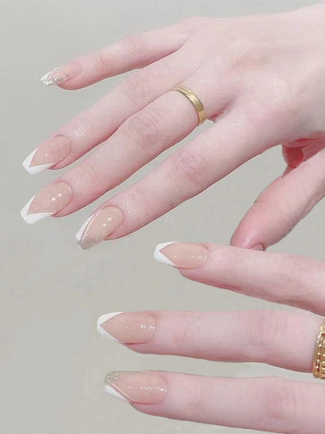Secret Lives Reusable Press On Nails Translucent Nude Peach Color 24 set