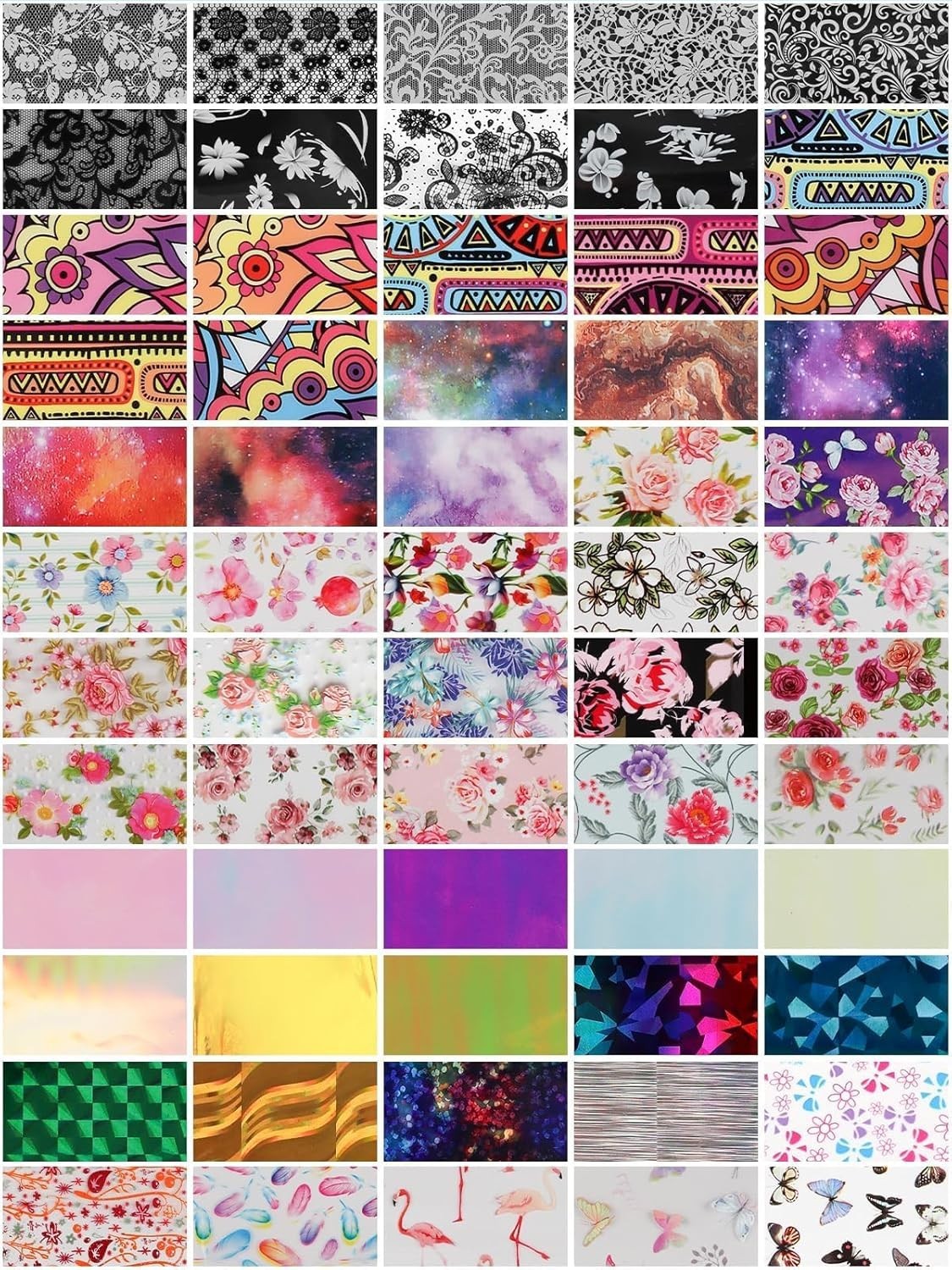 20/80 Pcs Nail Art Foil with 30ML Nail Foil Glue Gel, Starry Sky Flower Foils Tr