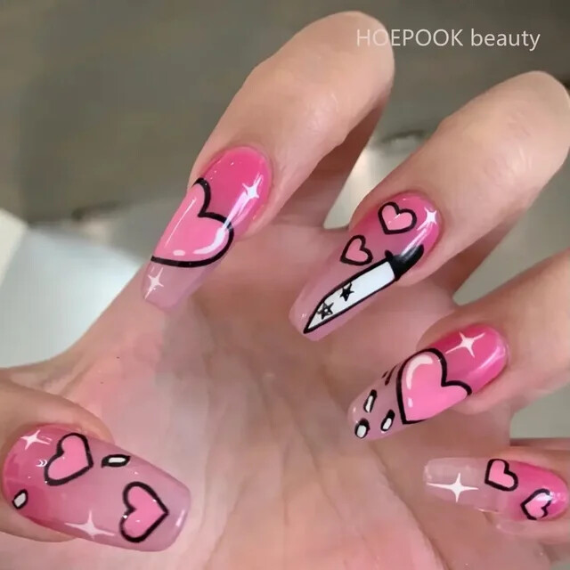 24Pcs Press on Nail Tips Seamless Removable Fake Nails Full Cover Waterproof