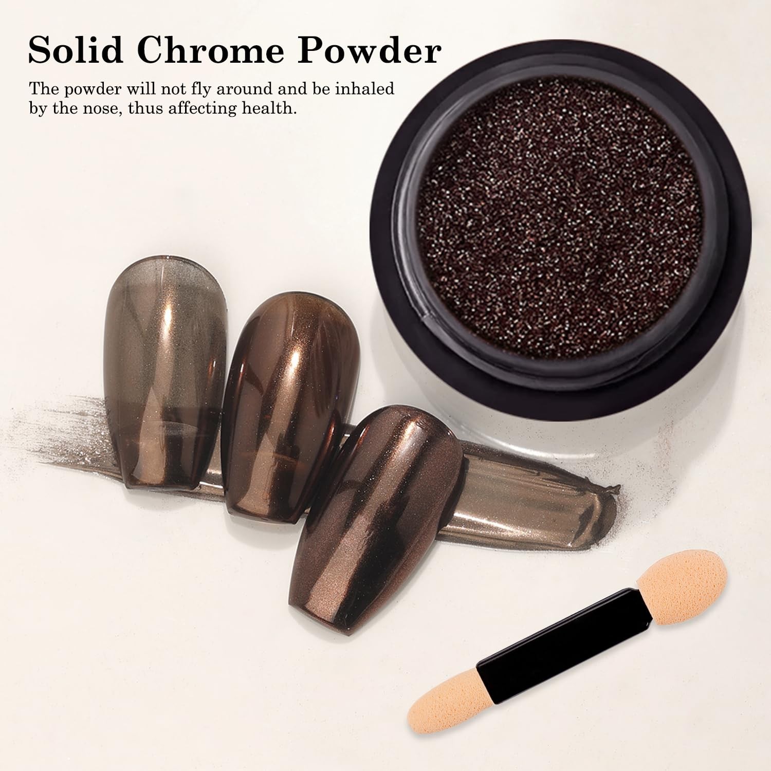 Chocolate Brown Chrome Nail Powder Holographic Metallic Mirror Effect Coffee …
