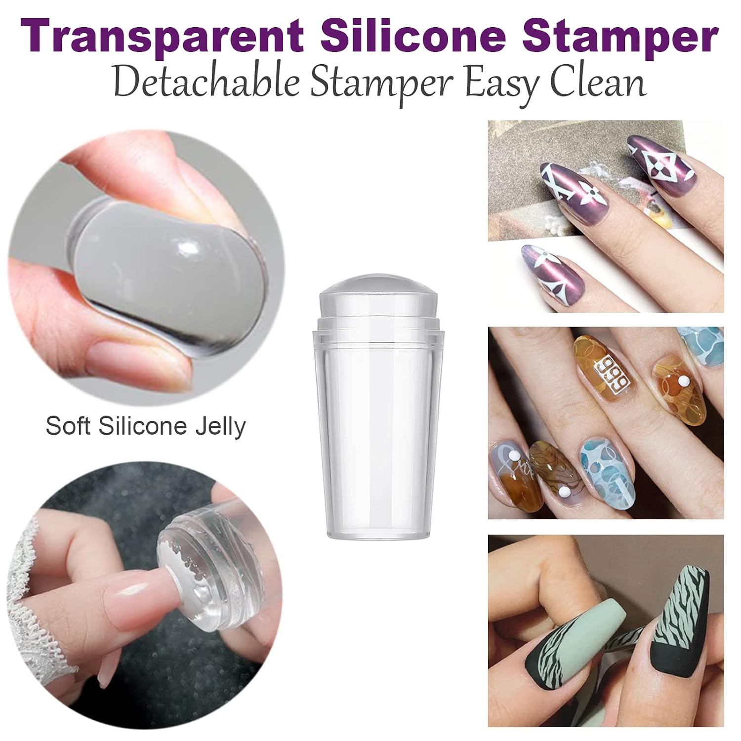 Nail Stamper Nail Art Brushes – French Tip Nail Stamp Clear Nail Art Stamper Jel