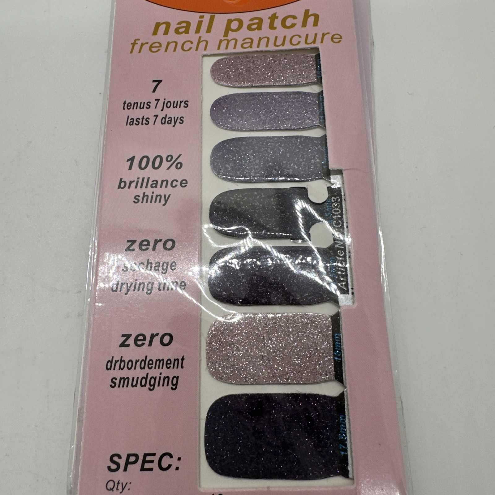 Lot Of 8 QJ Nail Patch Wrap Packs Nail Art Multicolor Glitters New 8×16 Strips
