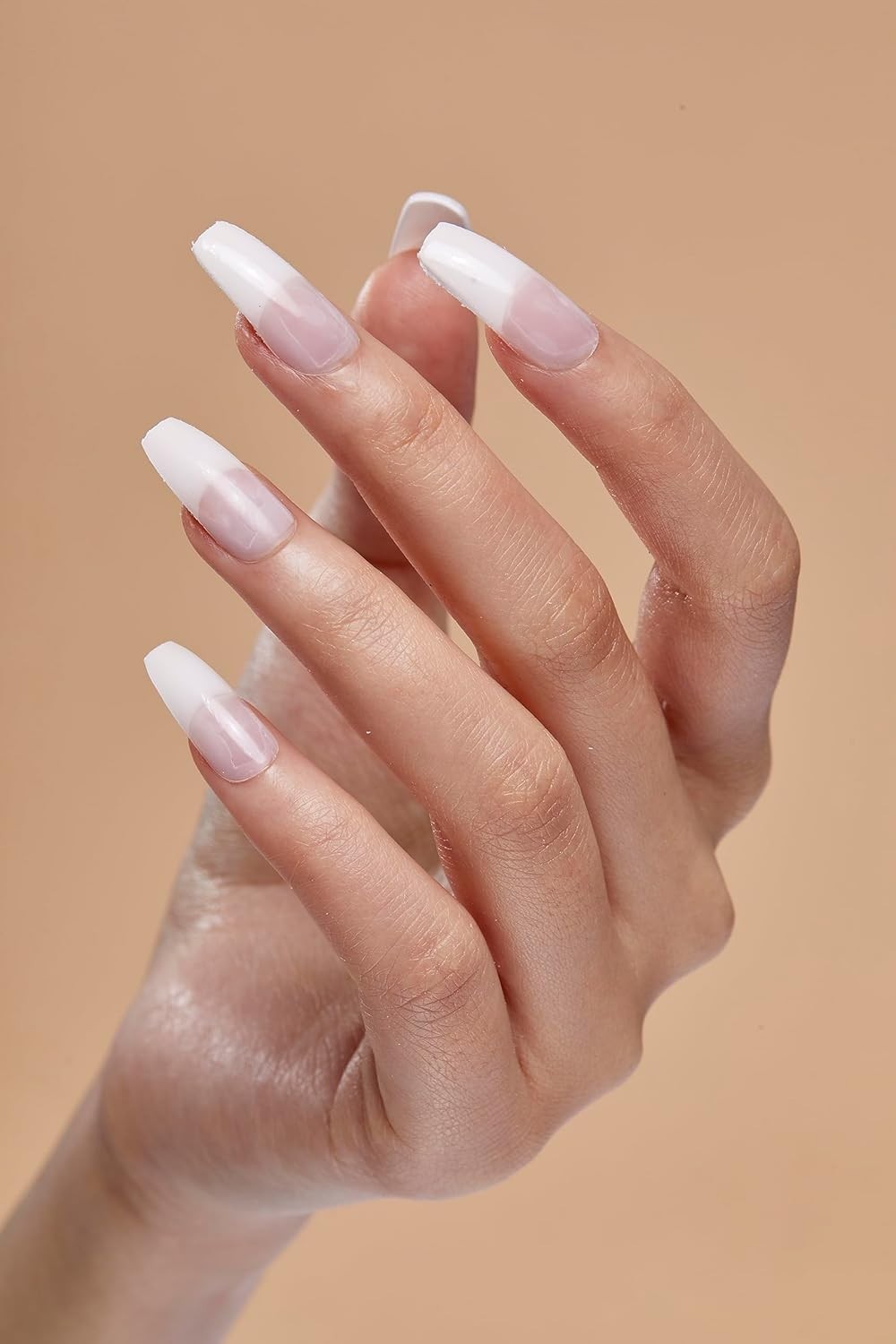 KISS Salon Acrylic French Nail Manicure Set, Medium Length, Nude, Square, Kit