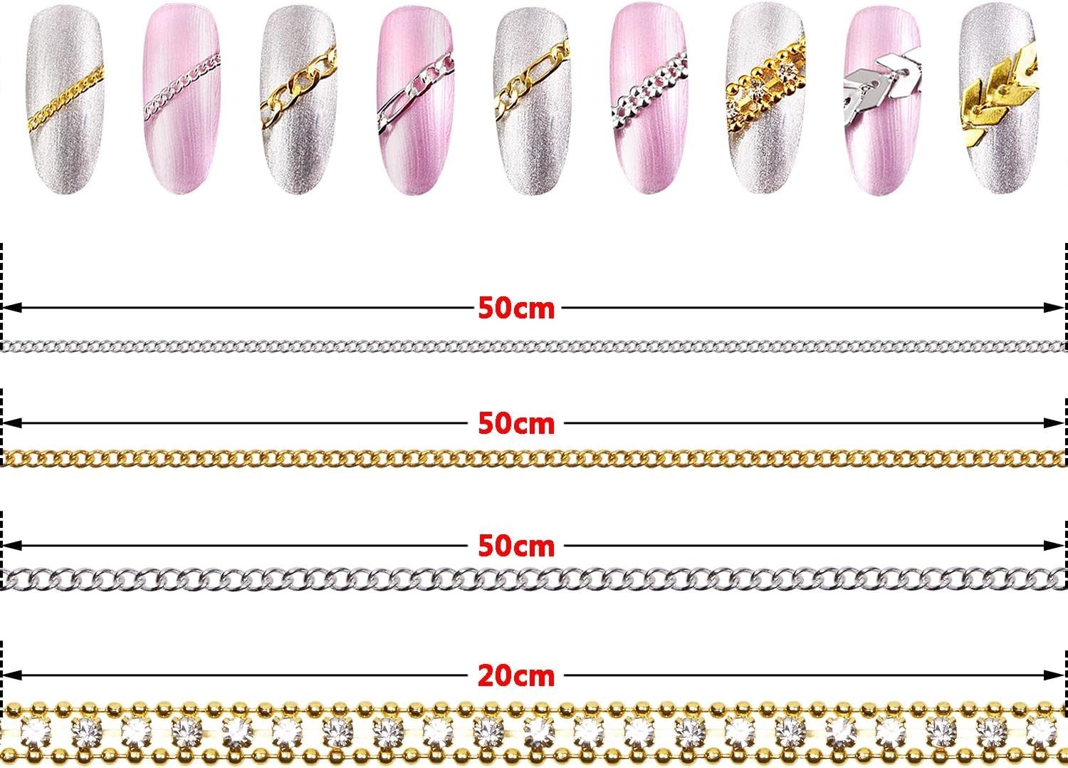 Elegant 3D Nail Chains with Beads and Rhinestones – Perfect for DIY Enthusiasts