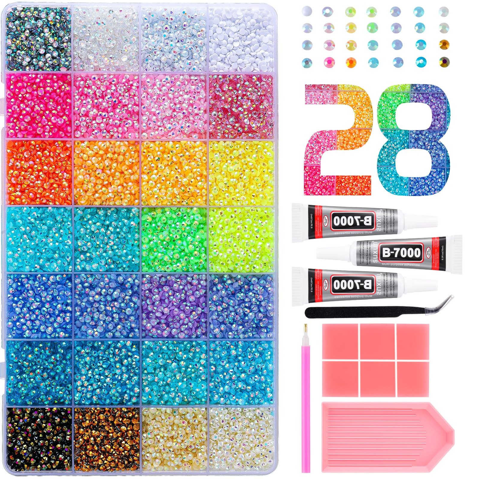 35000Pcs Resin Bedazzler Kit with Rhinestones and Tools 3mm Flat Back Rhinestone