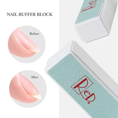 RED 4-Sided Nail Buffer Block – Multi-Grit Shine Files for Salon & Home Use