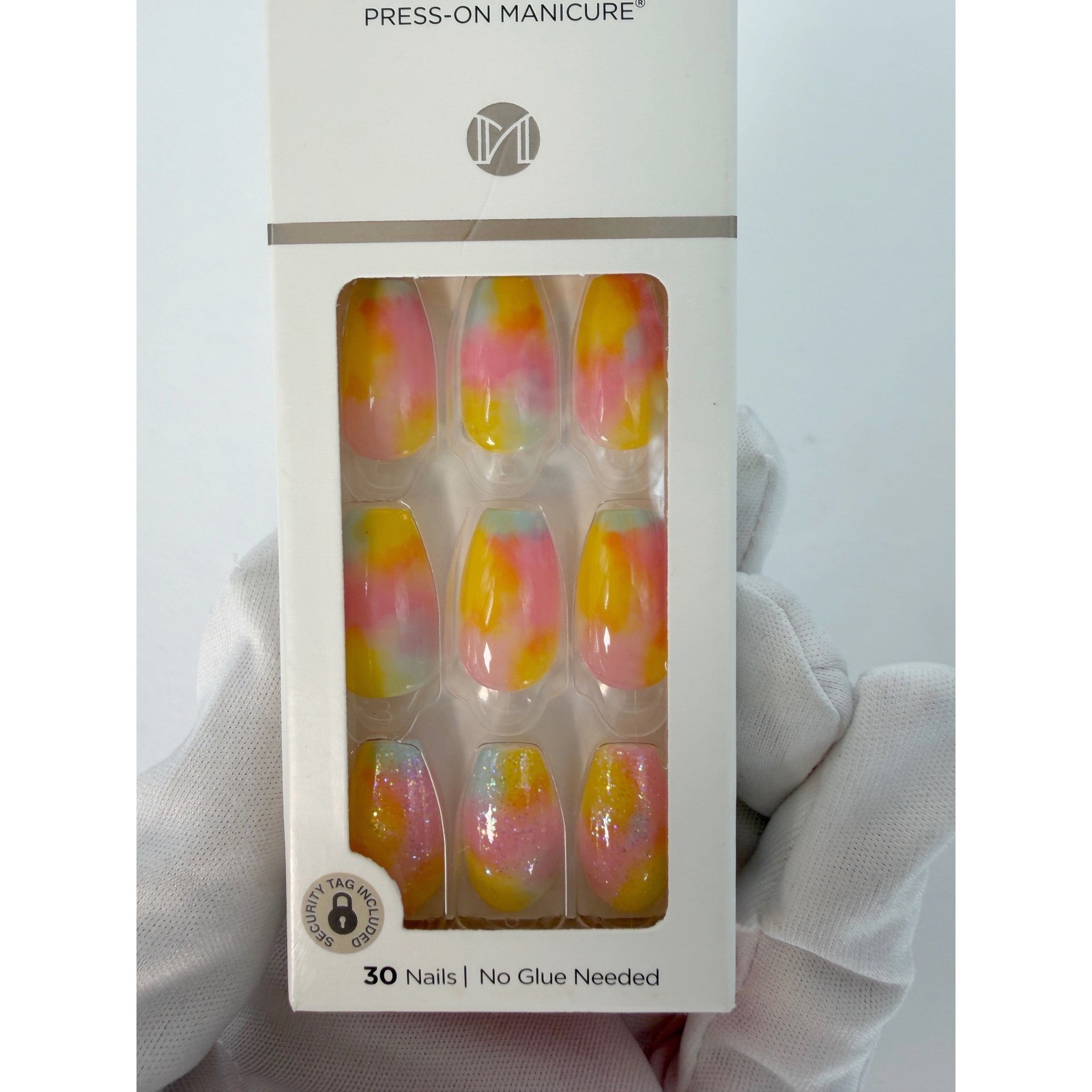 KISS imPRESS Press-On Manicure Nails PureFit Pink Yellow Tie Dye Glitter 105-38