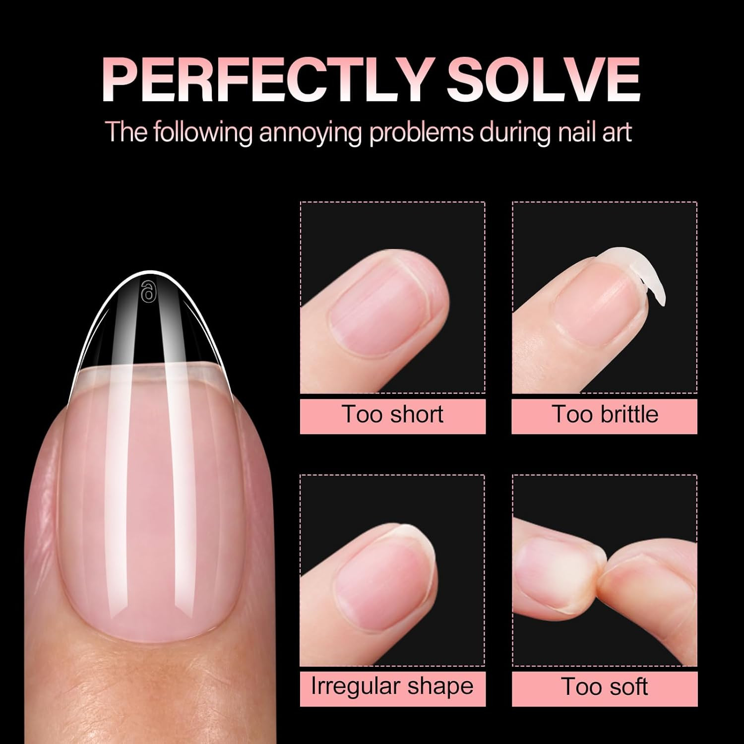 Short Almond Nail Tips – 15 Sizes 120Pcs Half Matte False Nail Tips Pre-Shaped S