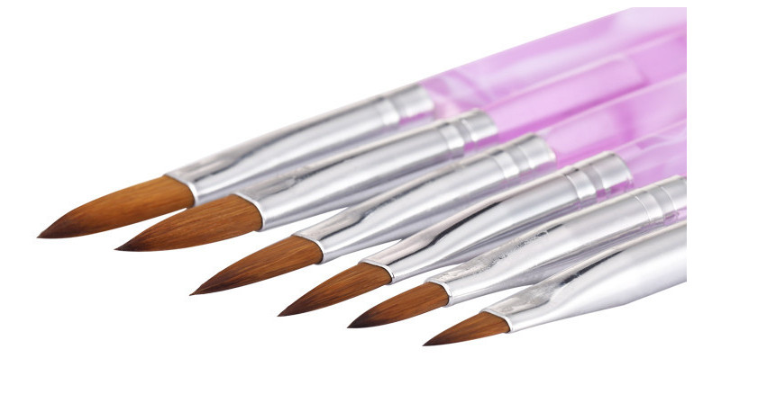 6pcs Set Nail Art Brush Pen Acrylic UV Gel Glitter Builder 2#/4#/6#/8#/10#12#