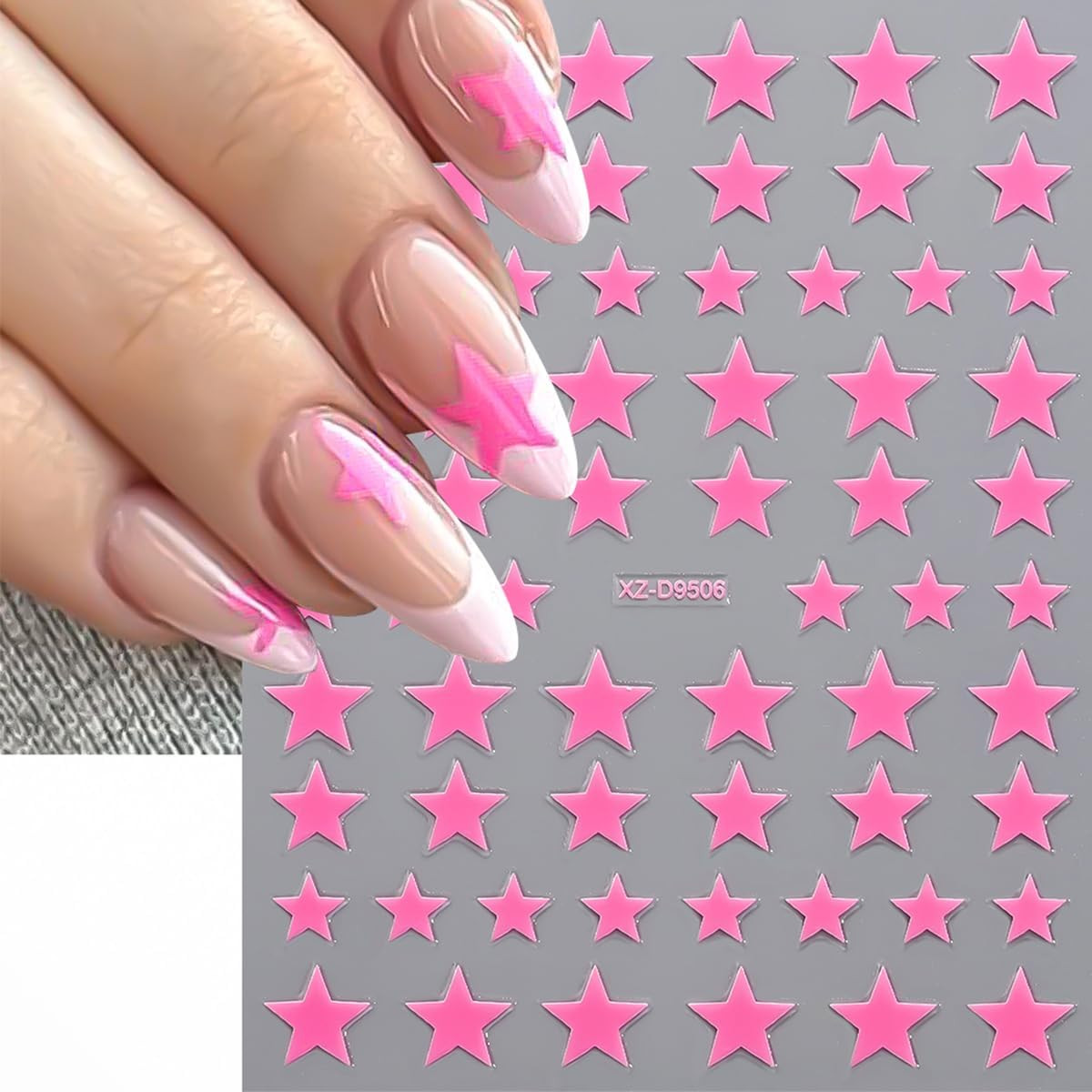 8 Sheets Star Nail Art Stickers Self-Adhesive 4Th of July Nail Decals Red White