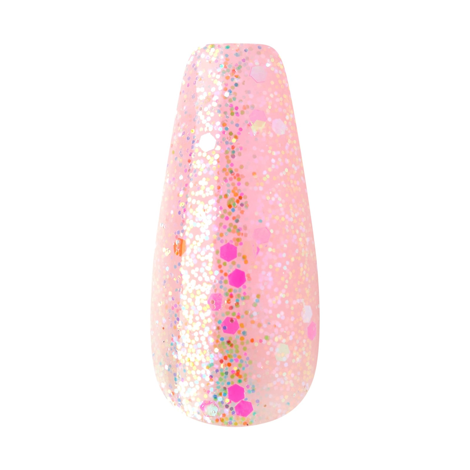 Majestic Press On Nails, Nail glue included, ‘Lovely Bubbly’, Pink, Long Size…