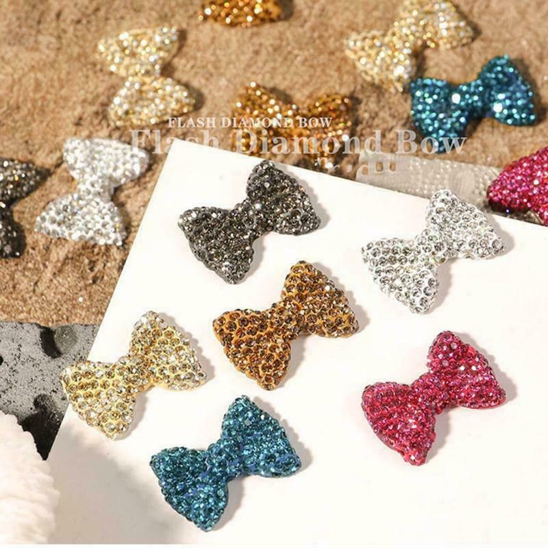 1Pc 3D Bow Knot Nail Charms Glitter Metal Manicure Accessories Nail Art Decor