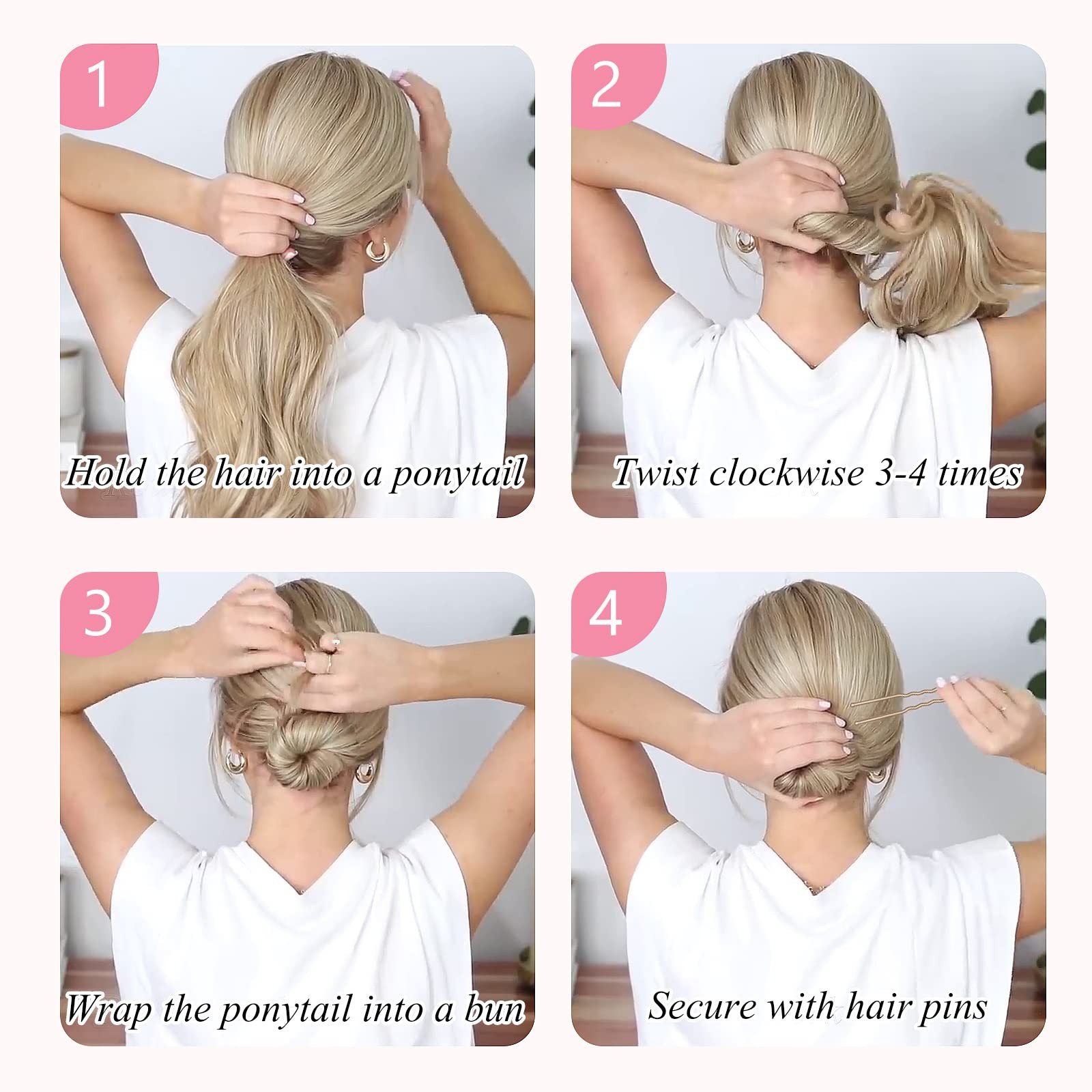 U Shaped Gold Hair Pins for Buns, 100 PCS 2.8″ 1 Count (Pack of 100), Blonde