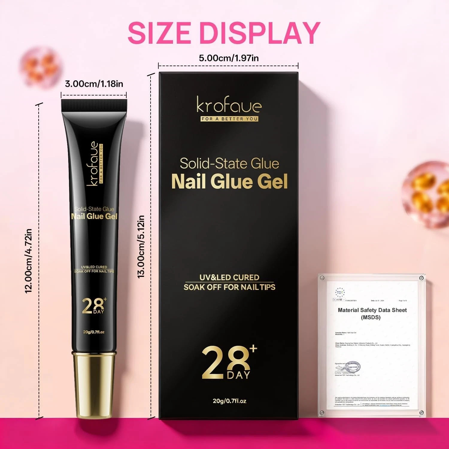 Gel Nail Glue, Solid Nails Glue Gel 2PCS 20g Lamp Curing Needed Soak Off GLUE St