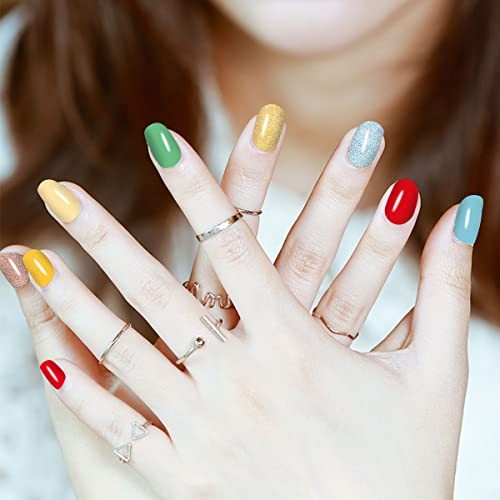 336 Pieces 24 Sheets Solid Color Nail Polish Strips Colorful Nail Vibrant
