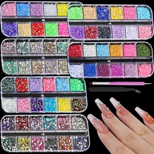 18000pcs Nail Rhinestones and Pearls for Nail Art, 2mm Resin Multicolor – 2mm