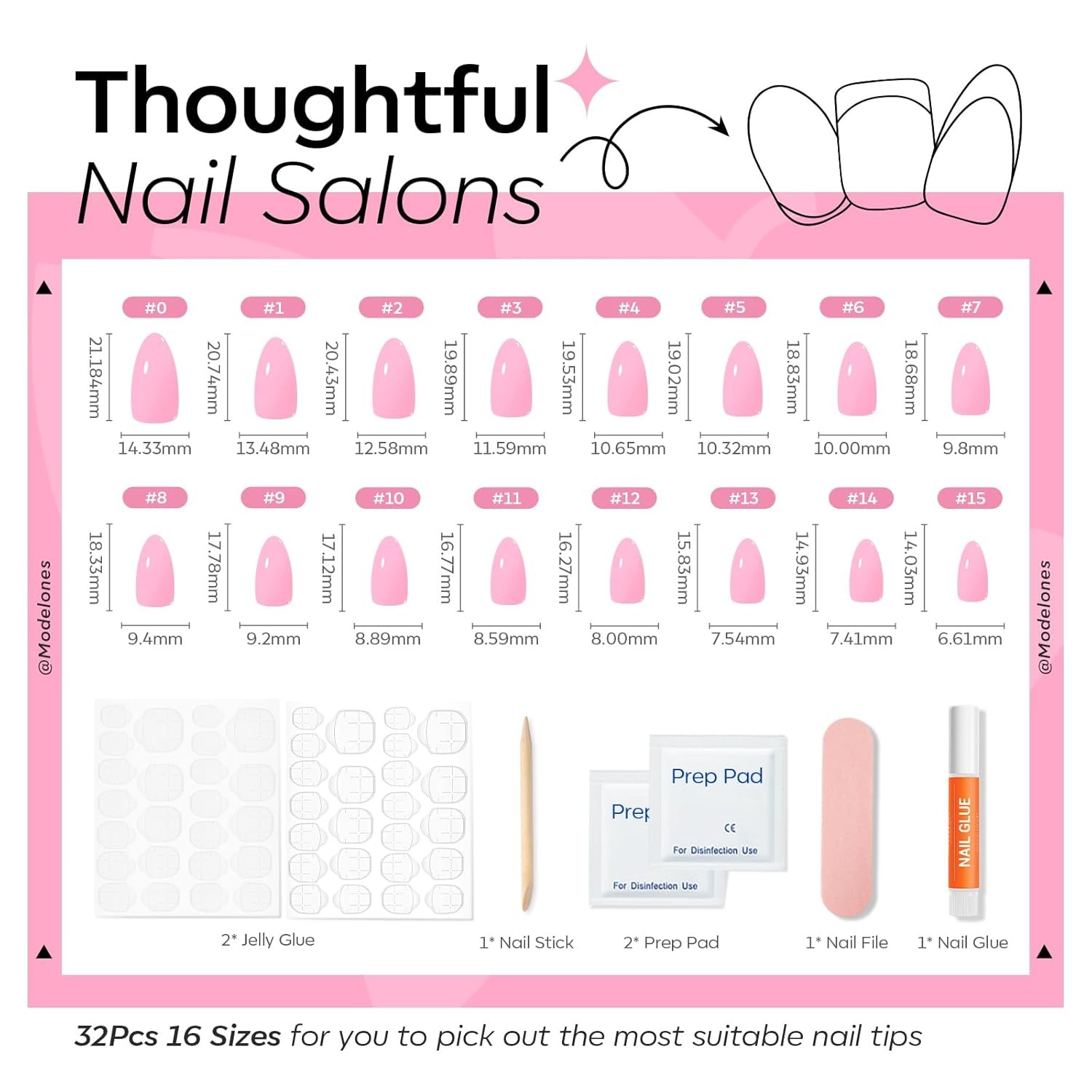 Pink Press on Nails Almond, Summer Short Almond Fake Nails