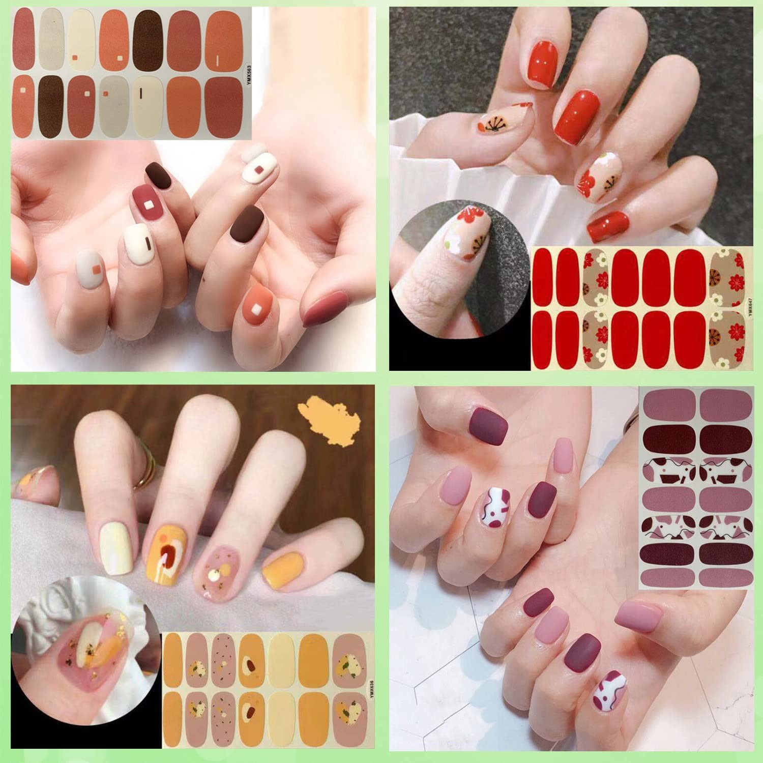 560 Pieces 40 Sheets Vibrant Color Full Nail Wraps Nail Polish Stickers Self-…