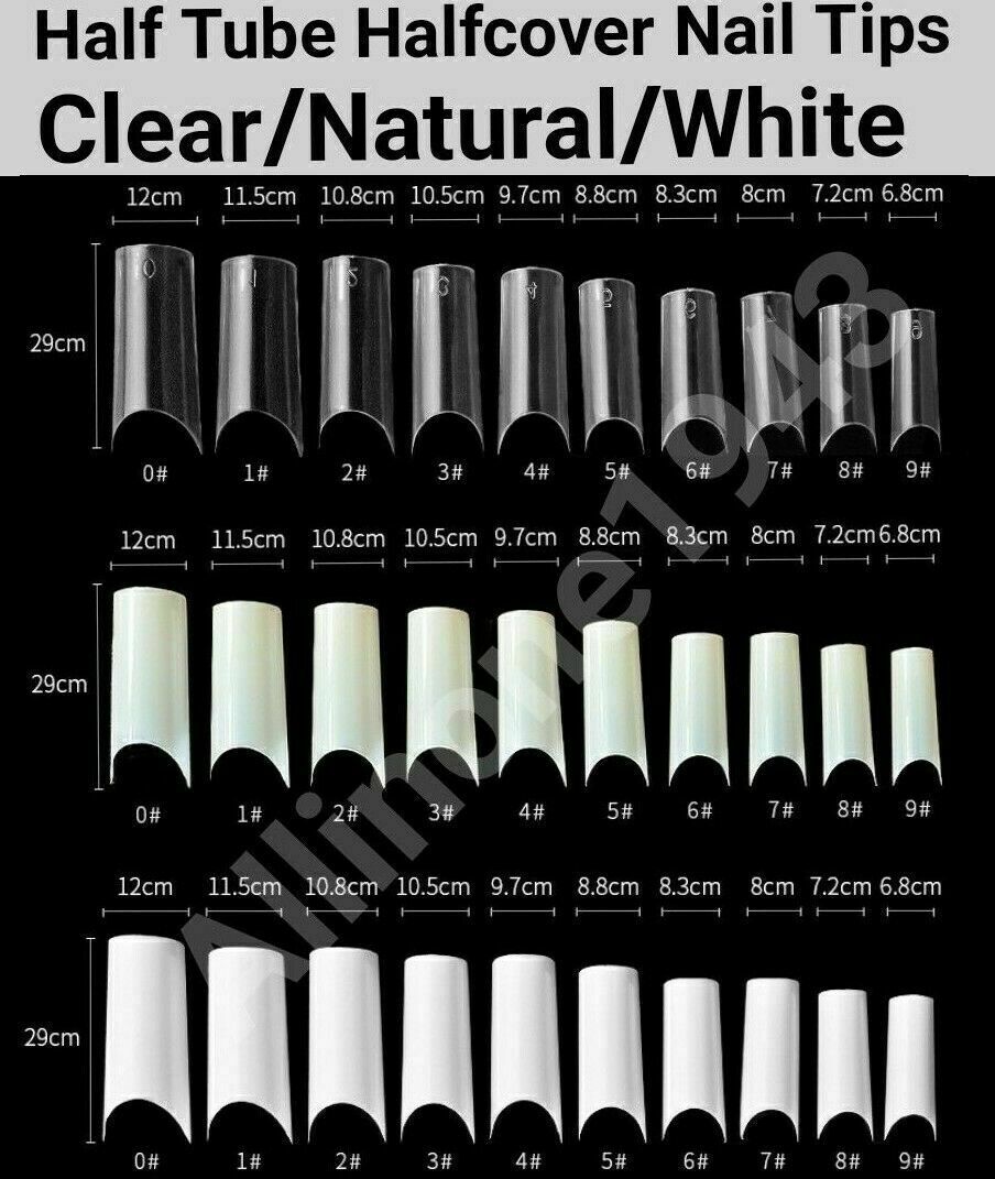 100Pcs C Curve Half Cover French Artificial False Nail Tips waterpipe half tube