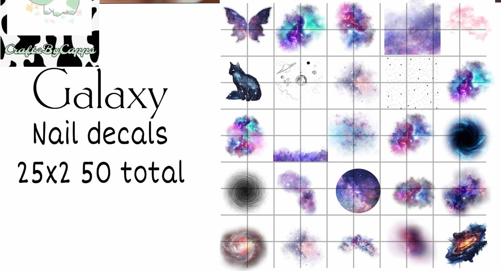 Galaxy Waterslide Nail Decals Set Of 50 Bonus Instructions KC