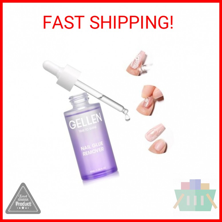 Gellen Nail Glue Remover for Press on Nails, 40ML UV Glue Remover, Non-Acetone G