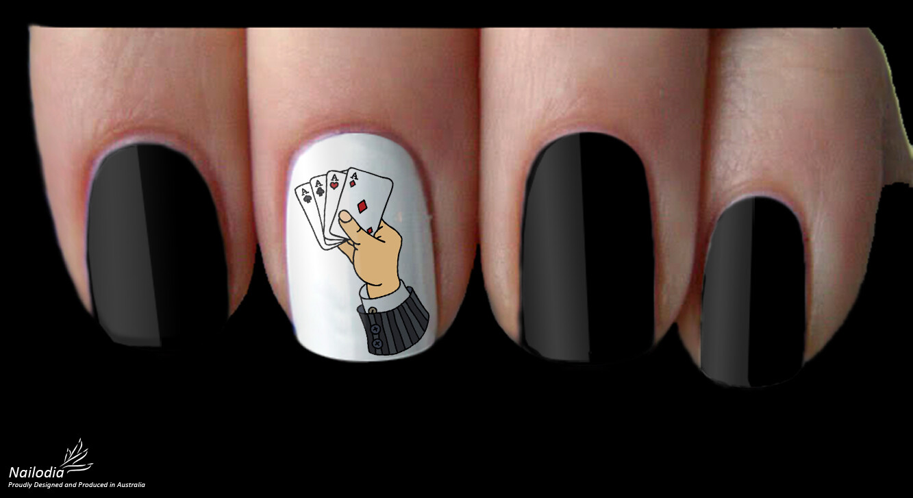Poker Players Casino Gambler Nail Art Decal Sticker Water Transfer Wrap