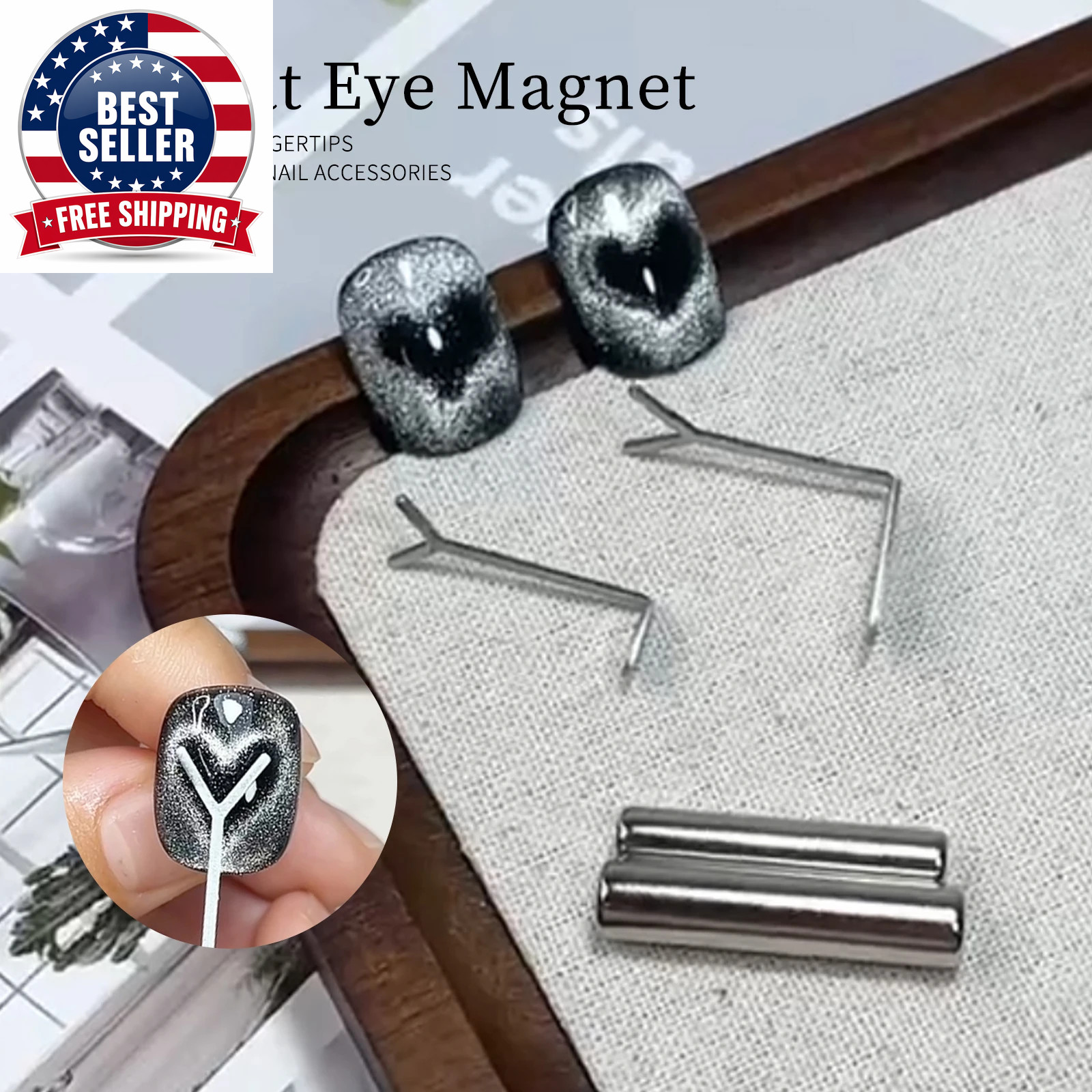 4Pcs Nail Art Magnet Set with Iron Wire Cat’S Eye Magnetic Rod Strong Heart-Shap