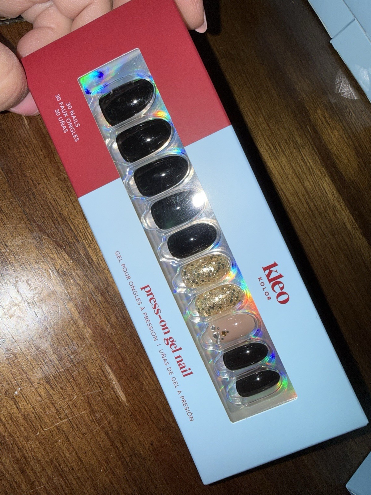 New Kleo Kolor Press-On Gel Nails – Dazzling After Dark Long Round