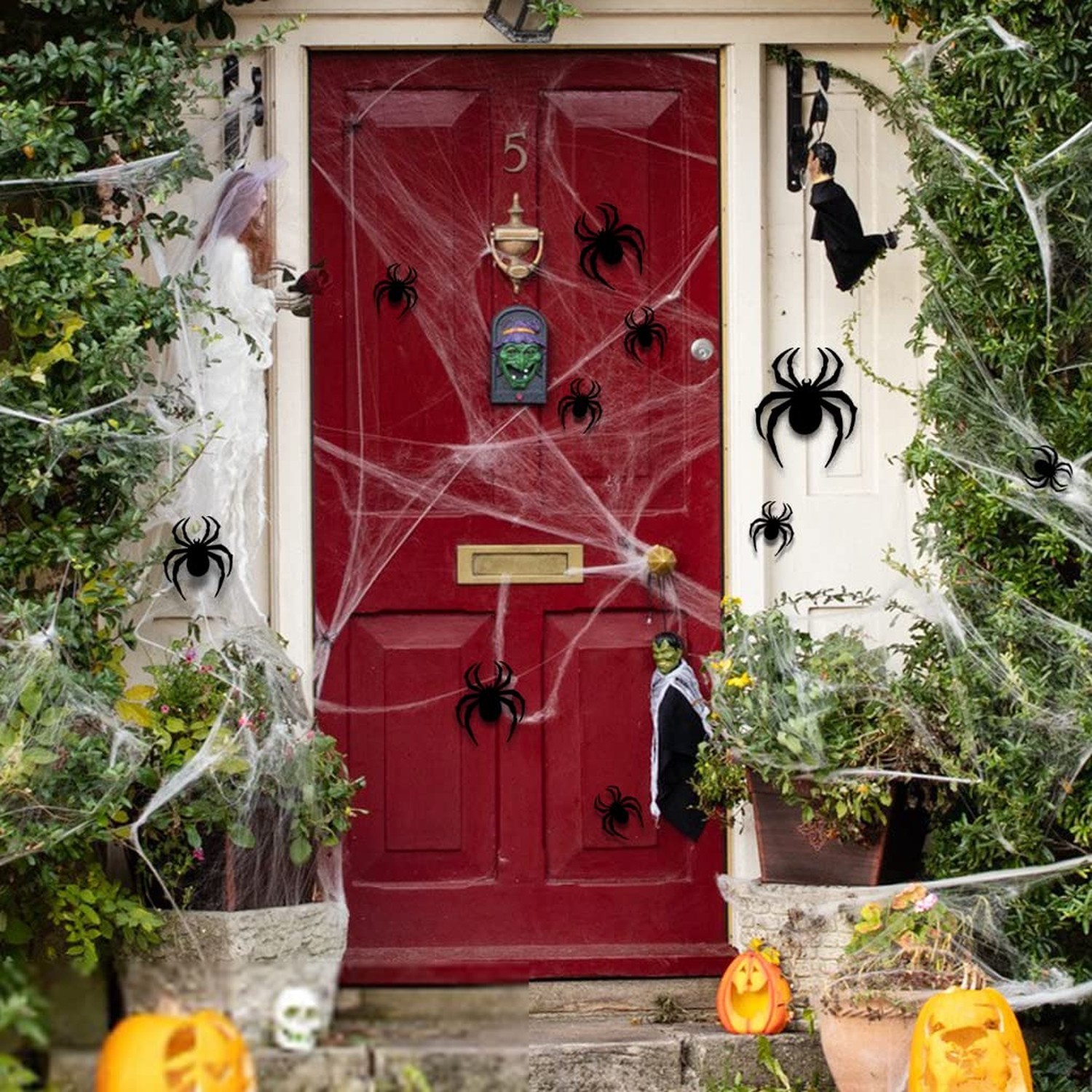 Halloween 3D Bats and Spiders ations for Indoor Outdoor, 56 Black Sticker, 12…