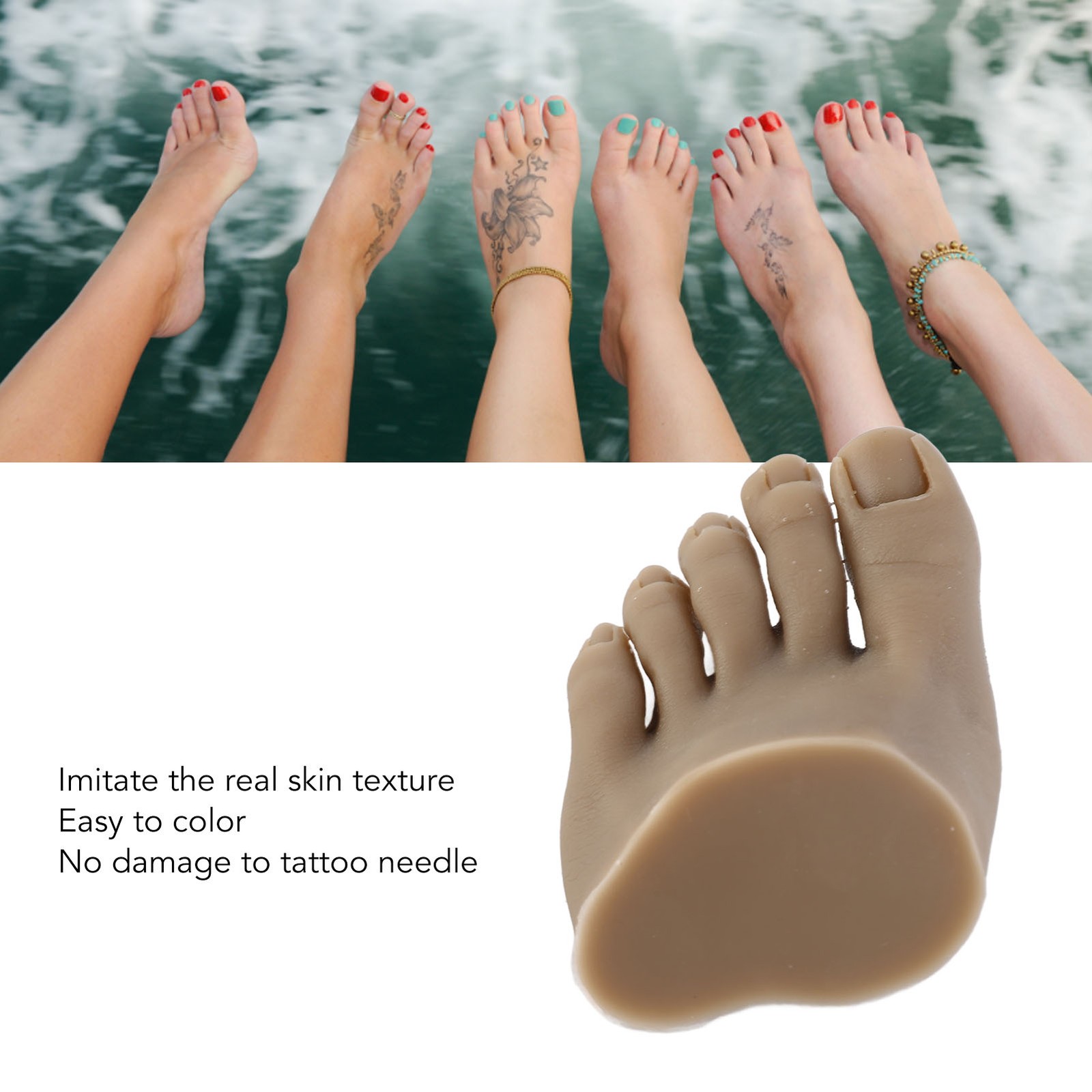 Nail Art Training Fake Half Foot Model Dark Skin Color Reusable Tattoo Pract CHU