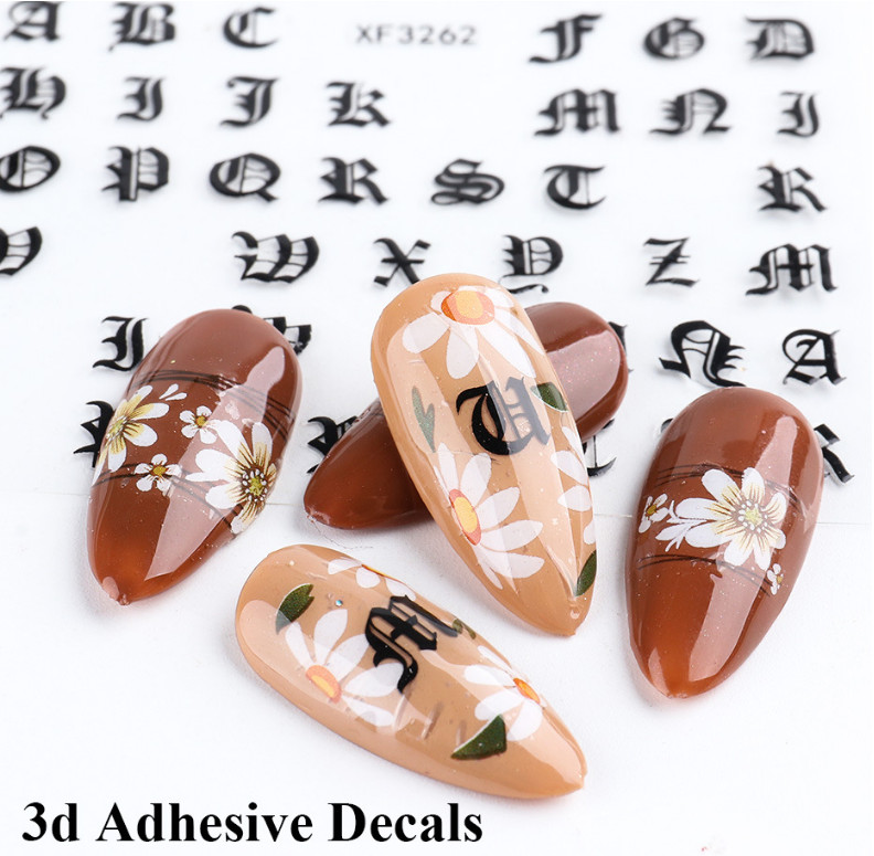 3D Nail Art Latin Roman English Alphabet Letter Sticker Decals US seller NS19