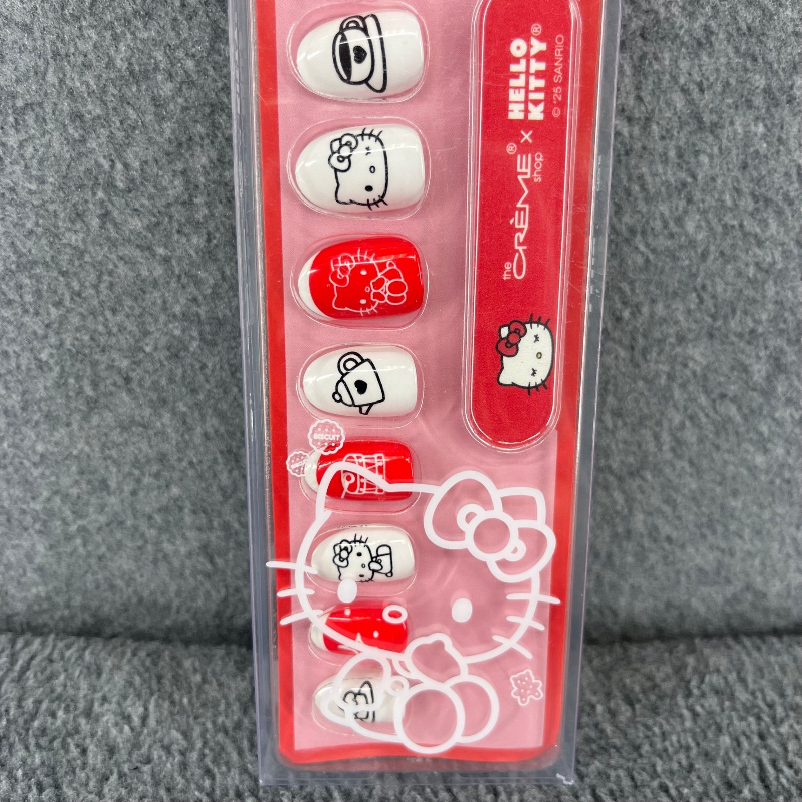 The Crème Shop Hello Kitty Press-On Nails Womens OS Red White Sweet Cozy 24ct