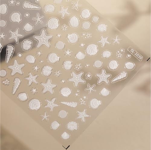 TiMi Summer Ocean Style 5D Embossed Dream Shell Starfish Jellyfish Beach Nail