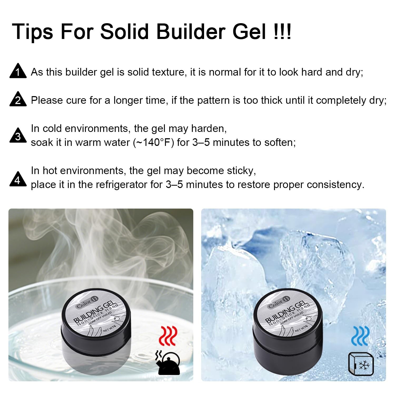 3D Sculpting Gel for Nail Art, 2PCS Clear & Black Solid Builder Kit, Non-Stick M