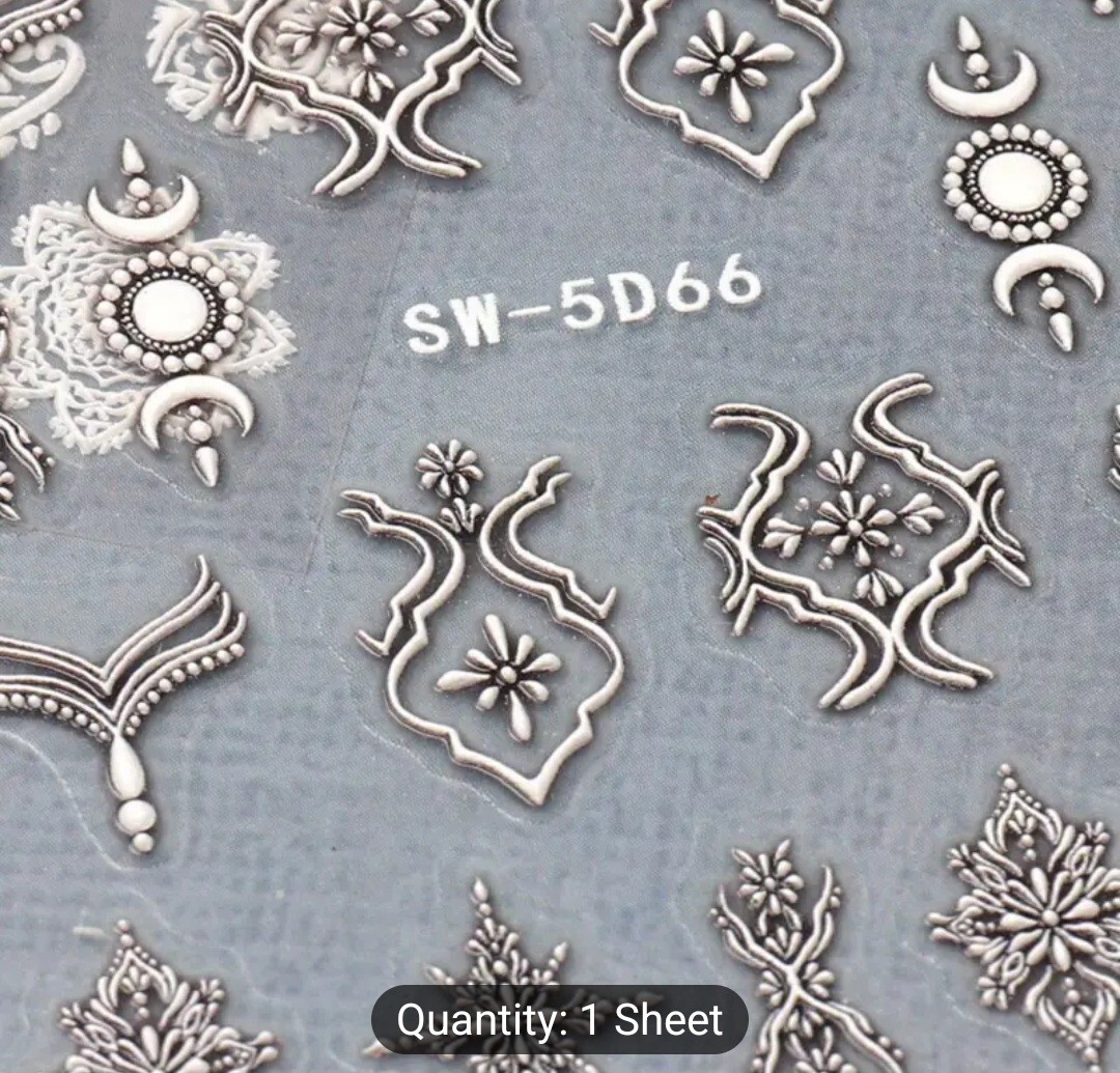 Scrolling Nail Art Transfer Stickers Tribal Indian Vintage Filigree Line Art