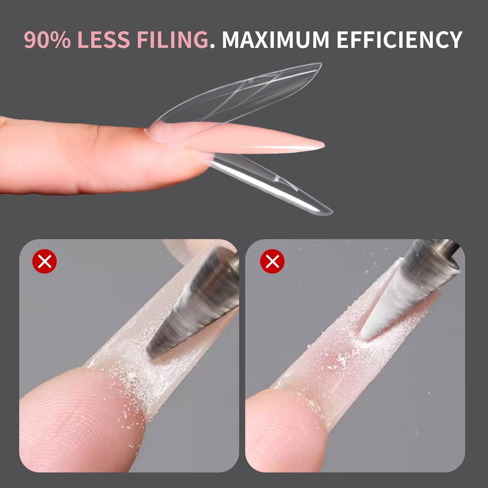 Dual Nail Forms for Gel Extensions – 280 PCS Reusable Almond Molds, DIY Salon Us