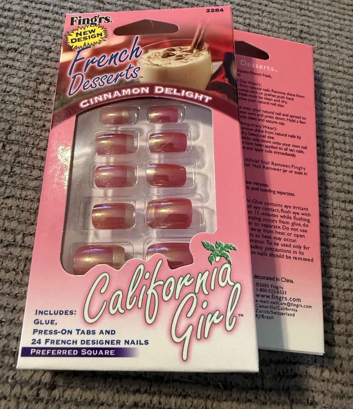 Lot of 2 Fing’rs California Girl Press On Nails 2284-Cinnamon Delight