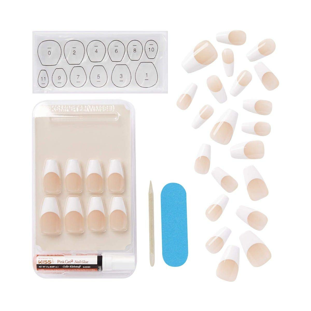 Salon Acrylic French Nail Set – Medium Square “Je T’Aime” Design