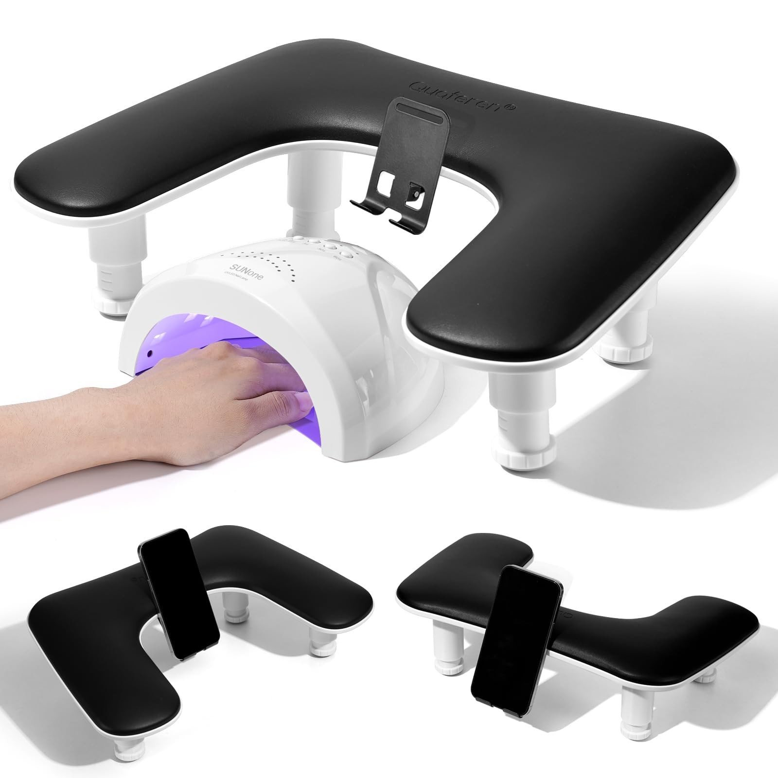 Adjustable Nail Tech Arm Rest with Rotating Phone Stand – U-Shaped Hand Pillow f