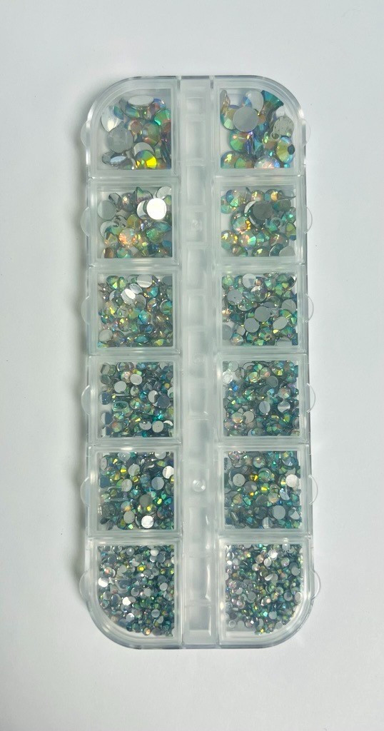 Multicolor Resin and Crystal Round Nail Jewelry Crafting Gems Multipack Kit