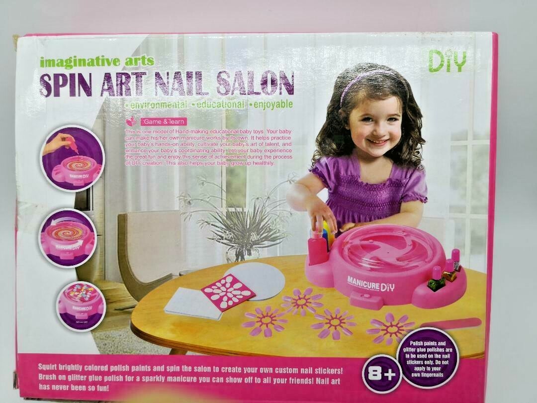 SPIN NAIL ART SALON TOOLS MANICURE GLITTER DIY Girl Teen KIDS FUN POLISH US